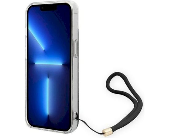 Guess GUOHCP14MH4STK Hardcase 4G Print Strap Aizsargapvalks priekš iPhone 14 Plus/15 Plus 6.7" / melns Neoriģinālie Maciņi