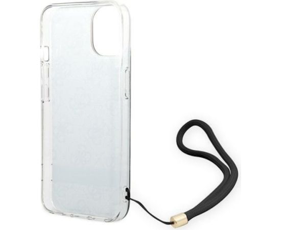 Guess GUOHCP14MH4STK Hardcase 4G Print Strap Aizsargapvalks priekš iPhone 14 Plus/15 Plus 6.7" / melns Neoriģinālie Maciņi