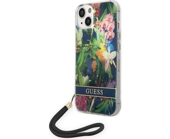 Guess GUOHCP14SHFLSB Aizsargapvalks priekš iPhone 14 / 15 / 13 6.1" / zils Neoriģinālie Maciņi