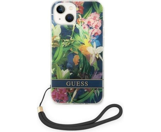 Guess GUOHCP14SHFLSB Aizsargapvalks priekš iPhone 14 / 15 / 13 6.1" / zils Neoriģinālie Maciņi
