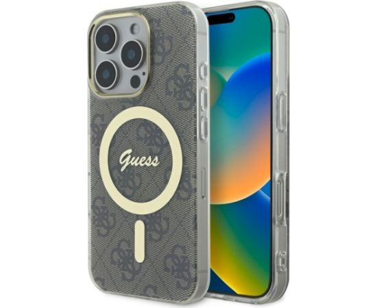 Guess GUHMP16XH4STW Hardcase IML 4G MagSafe Aizsargapvalks priekš iPhone 16 Pro Max 6.9" / brūns Neoriģinālie Maciņi