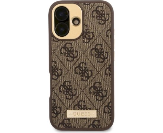 Guess GUHMP16SU4GPRW Hardcase 4G Logo Plate MagSafe Aizsargapvalks priekš iPhone 16 6.1" / brūns Neoriģinālie Maciņi