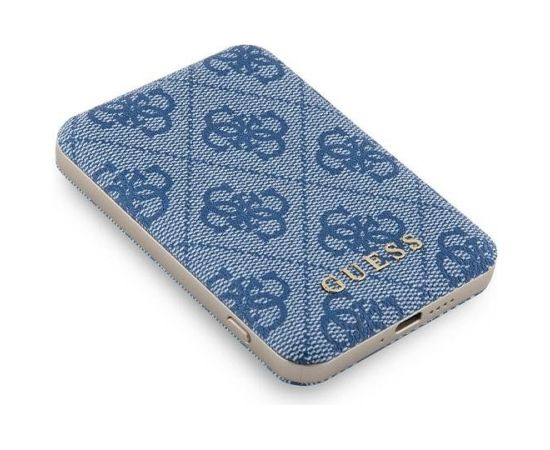 Guess Induction Powerbank 15WGUPB5FP4EMGB Uzlādes akumulators 5000mAh / zils 4G Leather Metal Logo MagSafe Power Banks