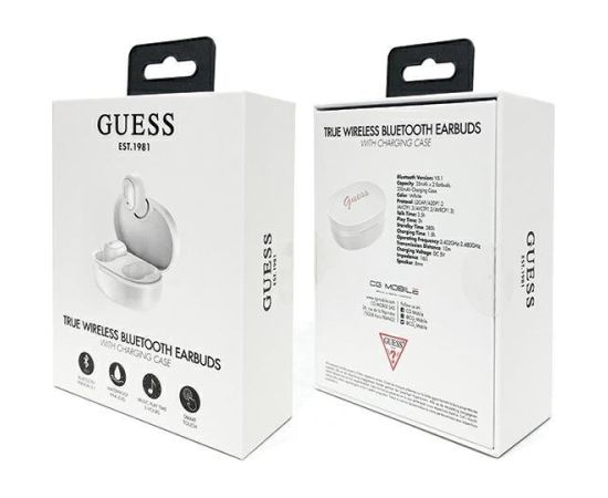 Guess Headphones Bluetooth GUTWST30WHTWS + Docking Station Bezvadu austiņas / balts Austiņas