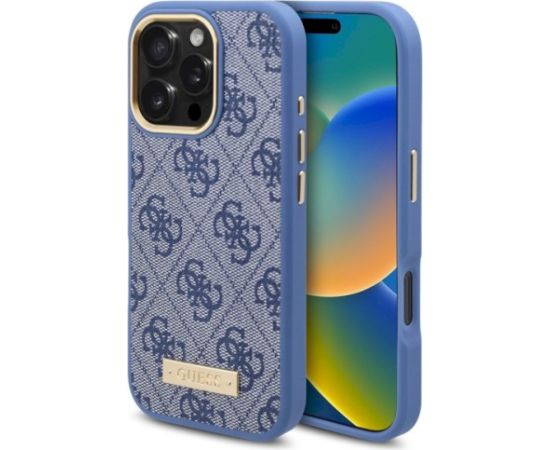 Guess GUHMP16XU4GPRB Hardcase 4G Logo Plate MagSafe Aizsargapvalks priekš iPhone 16 Pro Max 6.9" / zils Neoriģinālie Maciņi