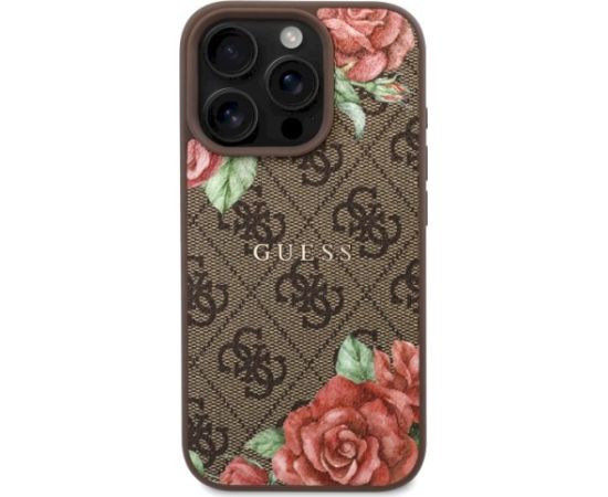 Guess GUHMP16XP4ROPEMCW Hardcase 4G Flowers Print MagSafe Aizsargapvalks priekš iPhone 16 Pro Max 6.9" / brūns Neoriģinālie Maciņi