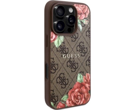 Guess GUHMP16XP4ROPEMCW Hardcase 4G Flowers Print MagSafe Aizsargapvalks priekš iPhone 16 Pro Max 6.9" / brūns Neoriģinālie Maciņi