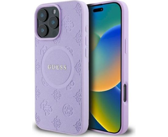 Guess GUHMP16XPSAPSMEU Hardcase Saffiano Peony Classic Logo Aizsargapvalks priekš iPhone 16 Pro Max 6.9" / violets Neoriģinālie Maciņi