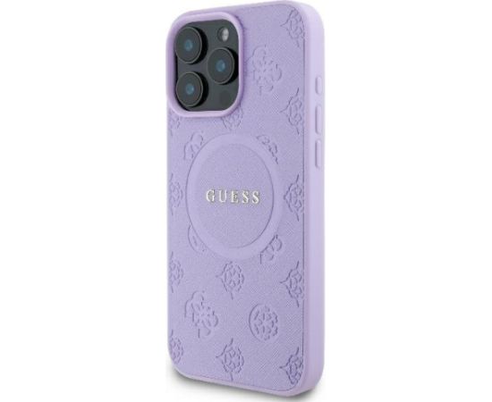 Guess GUHMP16XPSAPSMEU Hardcase Saffiano Peony Classic Logo Aizsargapvalks priekš iPhone 16 Pro Max 6.9" / violets Neoriģinālie Maciņi