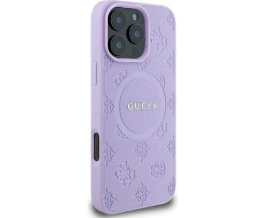 Guess GUHMP16XPSAPSMEU Hardcase Saffiano Peony Classic Logo Aizsargapvalks priekš iPhone 16 Pro Max 6.9" / violets Neoriģinālie Maciņi