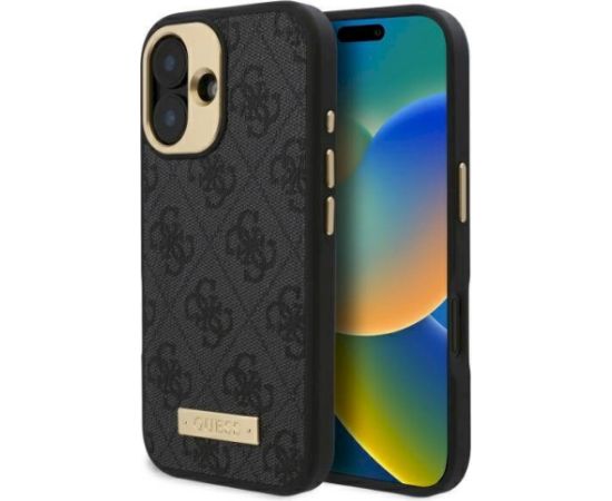 Guess GUHMP16MU4GPRK Hardcase 4G Logo Plate MagSafe Aizsargapvalks priekš iPhone 16 Plus 6.7" / melns Neoriģinālie Maciņi