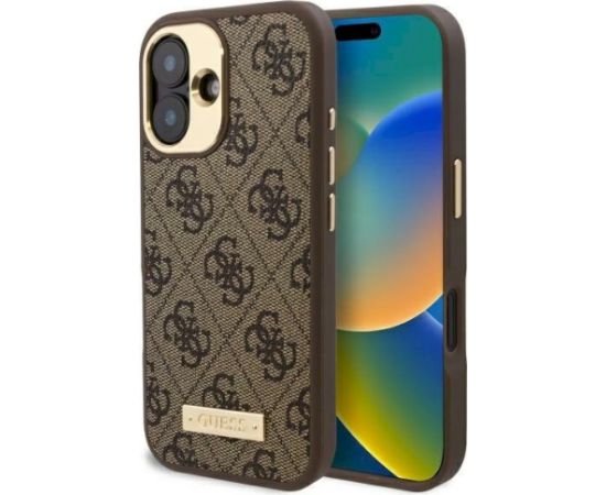 Guess GUHMP16MU4GPRW Hardcase 4G Logo Plate MagSafe Aizsargapvalks priekš iPhone 16 Plus 6.7" / brūns Neoriģinālie Maciņi