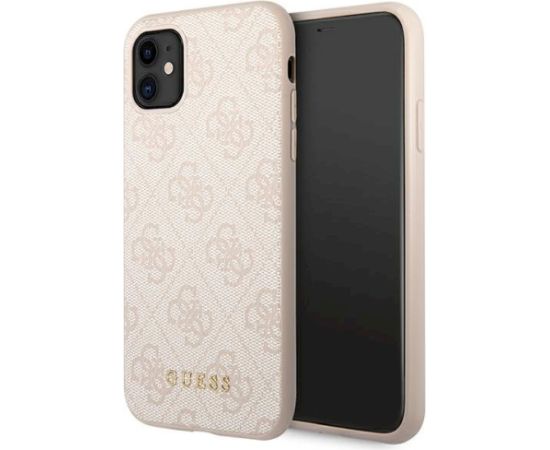 Guess GUHCN61G4GFPI Hardcase 4G Metal Gold Logo Aizsargapvalks priekš iPhone 11 6,1" / rozā Neoriģinālie Maciņi