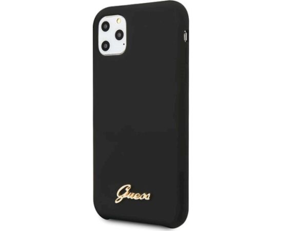 Guess GUHCN65LSLMGBK Silicone Vintage Gold Logo Aizsargapvalks priekš iPhone 11 Pro Max / melns Neoriģinālie Maciņi