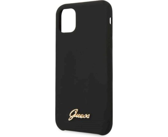 Guess GUHCN65LSLMGBK Silicone Vintage Gold Logo Aizsargapvalks priekš iPhone 11 Pro Max / melns Neoriģinālie Maciņi