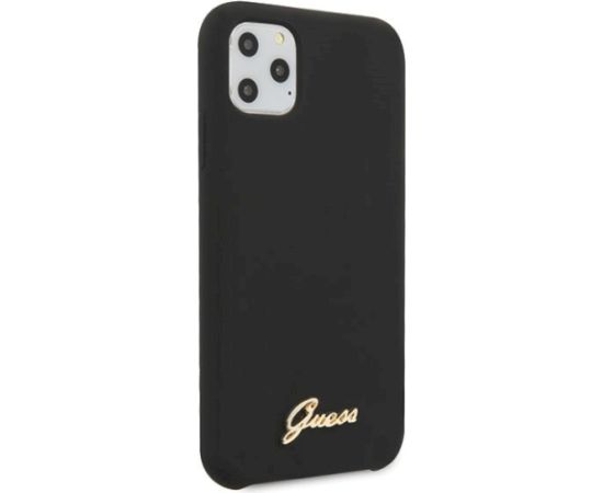 Guess GUHCN65LSLMGBK Silicone Vintage Gold Logo Aizsargapvalks priekš iPhone 11 Pro Max / melns Neoriģinālie Maciņi