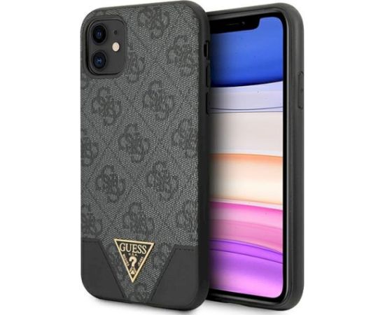 Guess GUHCN61PU4GHBK Hardcase 4G Triangle Collection Aizsargapvalks priekš iPhone 11 6,1" / Xr / pelēks Neoriģinālie Maciņi