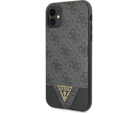Guess GUHCN61PU4GHBK Hardcase 4G Triangle Collection Aizsargapvalks priekš iPhone 11 6,1" / Xr / pelēks Neoriģinālie Maciņi