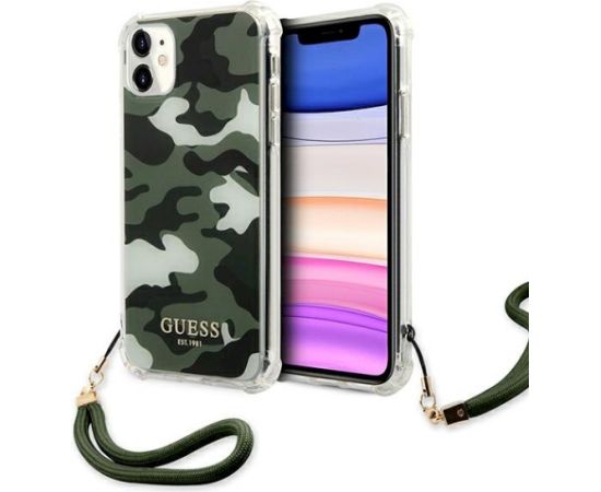 Guess GUHCN61KSARKA Camo Collection Aizsargapvalks priekš iPhone 11 6,1" / Xr / haki Neoriģinālie Maciņi