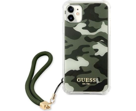 Guess GUHCN61KSARKA Camo Collection Aizsargapvalks priekš iPhone 11 6,1" / Xr / haki Neoriģinālie Maciņi