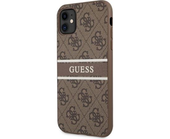 Guess GUHCN614GDBR 4G Stripe Hardcase Aizsargapvalks priekš iPhone 11 6,1" / Xr brūns Neoriģinālie Maciņi