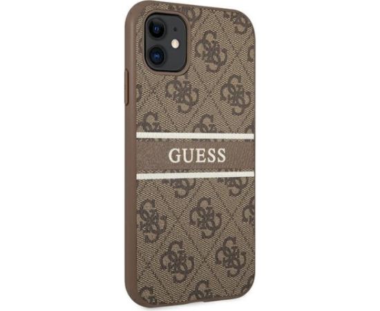 Guess GUHCN614GDBR 4G Stripe Hardcase Aizsargapvalks priekš iPhone 11 6,1" / Xr brūns Neoriģinālie Maciņi