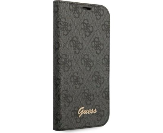 Guess GUBKP14XHG4SHK Book 4G Vintage Gold Logo Aizsargapvalks priekš iPhone 14 Pro Max 6,7" / melns Neoriģinālie Maciņi