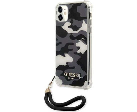 Guess GUHCN61KSARBK Camo Collection Aizsargapvalks priekš iPhone 11 6,1" / Xr / melns Neoriģinālie Maciņi