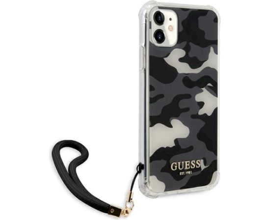 Guess GUHCN61KSARBK Camo Collection Aizsargapvalks priekš iPhone 11 6,1" / Xr / melns Neoriģinālie Maciņi