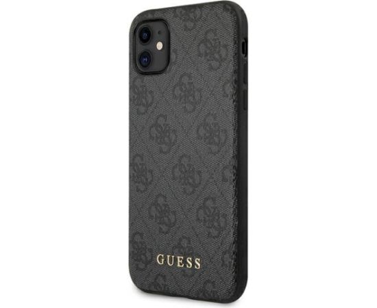 Guess GUHCN61G4GFGR Hardcase 4G Metal Gold Logo Aizsargapvalks priekš iPhone 11 6,1" / pelēks Neoriģinālie Maciņi