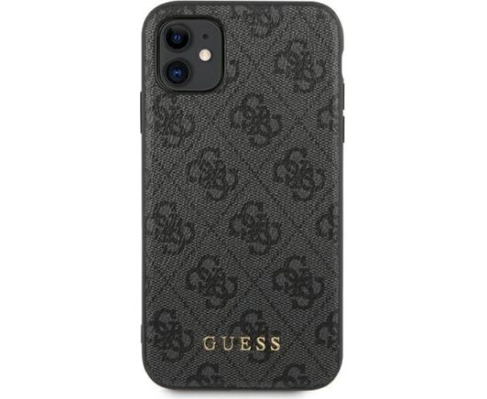 Guess GUHCN61G4GFGR Hardcase 4G Metal Gold Logo Aizsargapvalks priekš iPhone 11 6,1" / pelēks Neoriģinālie Maciņi