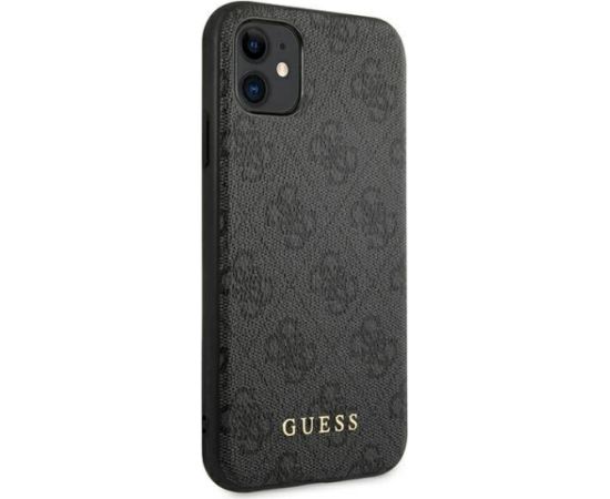 Guess GUHCN61G4GFGR Hardcase 4G Metal Gold Logo Aizsargapvalks priekš iPhone 11 6,1" / pelēks Neoriģinālie Maciņi
