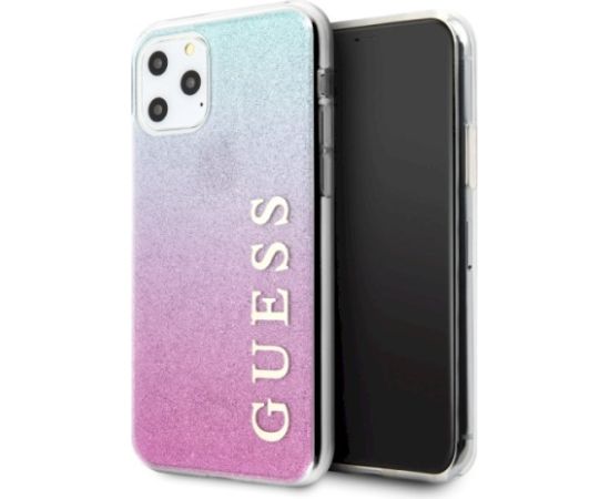 Guess GUHCN65PCUGLPBL Hardcase Glitter Gradient Aizsargapvalks priekš iPhone 11 Pro Max / pink blue Neoriģinālie Maciņi