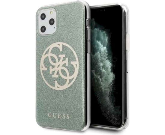 Guess GUHCN58PCUGLKA Hardcase 4G Circle Glitter Aizsargapvalks priekš iPhone 11 Pro / haki Neoriģinālie Maciņi