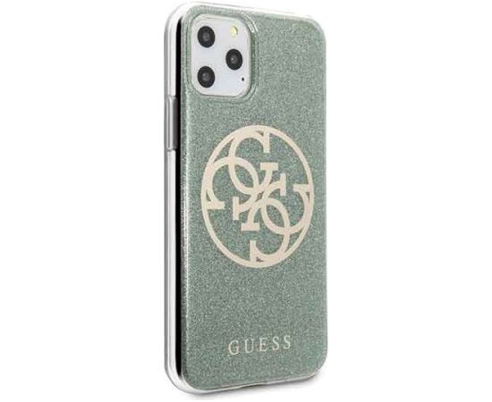 Guess GUHCN58PCUGLKA Hardcase 4G Circle Glitter Aizsargapvalks priekš iPhone 11 Pro / haki Neoriģinālie Maciņi