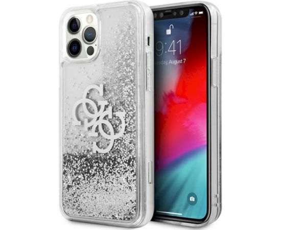 Guess GUHCP12LLG4GSI Hardcase 4G Big Liquid Glitter Aizsargapvalks priekš iPhone 12 Pro Max 6,7" / sudraba Neoriģinālie Maciņi