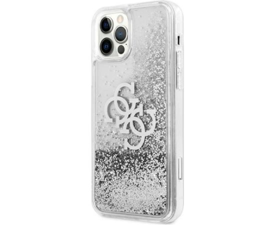 Guess GUHCP12LLG4GSI Hardcase 4G Big Liquid Glitter Aizsargapvalks priekš iPhone 12 Pro Max 6,7" / sudraba Neoriģinālie Maciņi