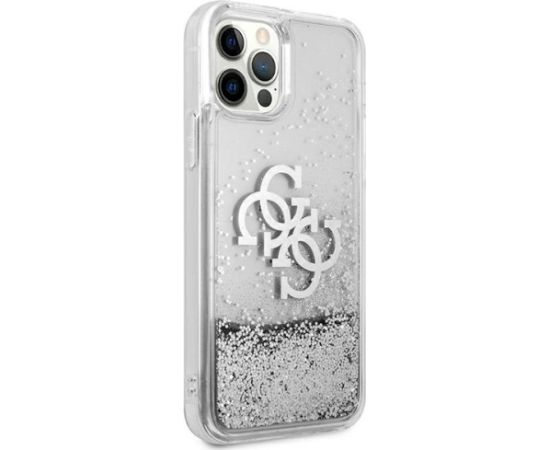 Guess GUHCP12LLG4GSI Hardcase 4G Big Liquid Glitter Aizsargapvalks priekš iPhone 12 Pro Max 6,7" / sudraba Neoriģinālie Maciņi