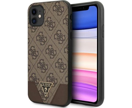 Guess GUHCN61PU4GHBR Hardcase 4G Triangle Collection Aizsargapvalks priekš iPhone 11 6,1" / Xr 6,1" / brūns Neoriģinālie Maciņi