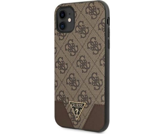 Guess GUHCN61PU4GHBR Hardcase 4G Triangle Collection Aizsargapvalks priekš iPhone 11 6,1" / Xr 6,1" / brūns Neoriģinālie Maciņi
