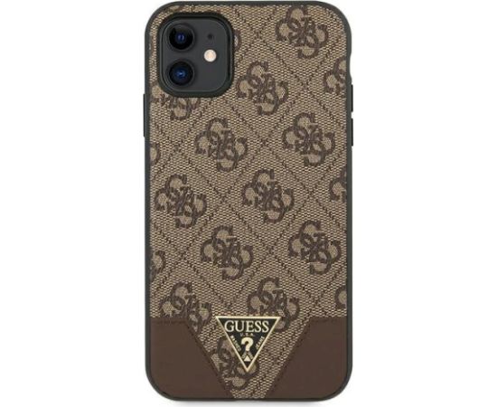 Guess GUHCN61PU4GHBR Hardcase 4G Triangle Collection Aizsargapvalks priekš iPhone 11 6,1" / Xr 6,1" / brūns Neoriģinālie Maciņi