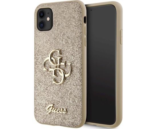 Guess GUHCN61HG4SGD Glitter Script Big 4G Aizsargapvalks priekš iPhone 11/Xr 6.1" / zelta Neoriģinālie Maciņi