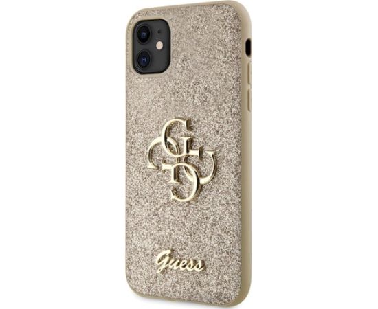 Guess GUHCN61HG4SGD Glitter Script Big 4G Aizsargapvalks priekš iPhone 11/Xr 6.1" / zelta Neoriģinālie Maciņi