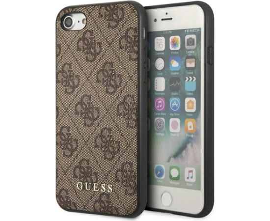 Guess GUHCI8G4GFBR Hardcase 4G Metal Gold Logo Aizsargapvalks priekš iPhone SE 2022 / 2020 / 7 / 8 / brūns Neoriģinālie Maciņi