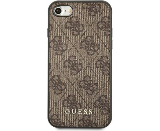Guess GUHCI8G4GFBR Hardcase 4G Metal Gold Logo Aizsargapvalks priekš iPhone SE 2022 / 2020 / 7 / 8 / brūns Neoriģinālie Maciņi