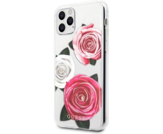 Guess GUHCN58ROSTRT Hardcase Flower Desire Aizsargapvalks priekš iPhone 11 Pro / caurspīdīgs Neoriģinālie Maciņi