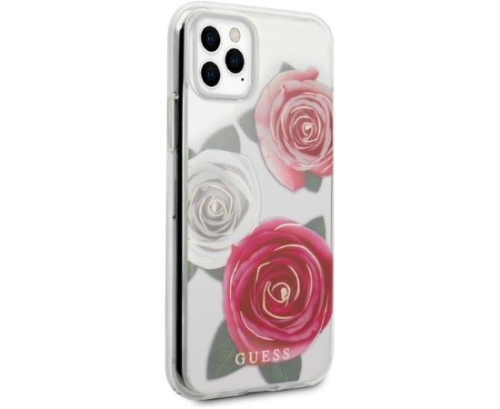 Guess GUHCN58ROSTRT Hardcase Flower Desire Aizsargapvalks priekš iPhone 11 Pro / caurspīdīgs Neoriģinālie Maciņi