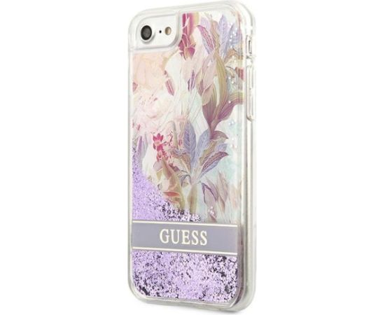 Guess GUHCI8LFLSU Flower Liquid Glitter Aizsargapvalks priekš iPhone SE 2022 / SE2020 / 7 / 8 / violets Neoriģinālie Maciņi