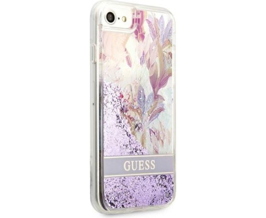 Guess GUHCI8LFLSU Flower Liquid Glitter Aizsargapvalks priekš iPhone SE 2022 / SE2020 / 7 / 8 / violets Neoriģinālie Maciņi