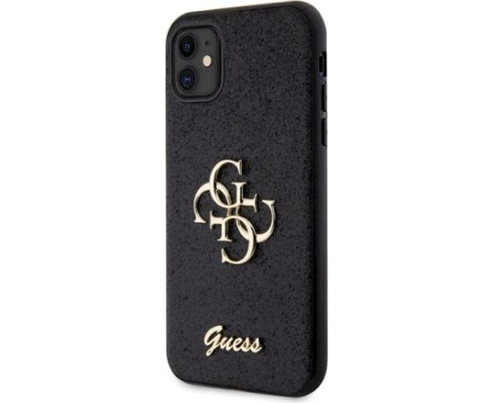 Guess GUHCN61HG4SGK Glitter Script Big 4G Aizsargapvalks priekš iPhone 11/XR 6.1" / melns Neoriģinālie Maciņi